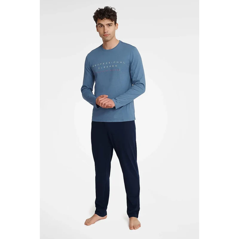 Pyjama en coton 100% pour homme, confort nuits détentes, design PROFESSIONAL SLEEPER, doux, respirant, tailles M-XXL, intime discrète