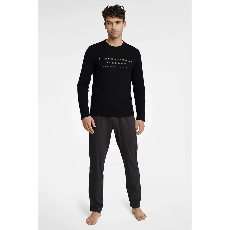 Pyjama homme coton 100% Henderson modèle 183847 manches longues inscription PROFESSIONAL SLEEPER MASTER OF NAPPING confort optimal