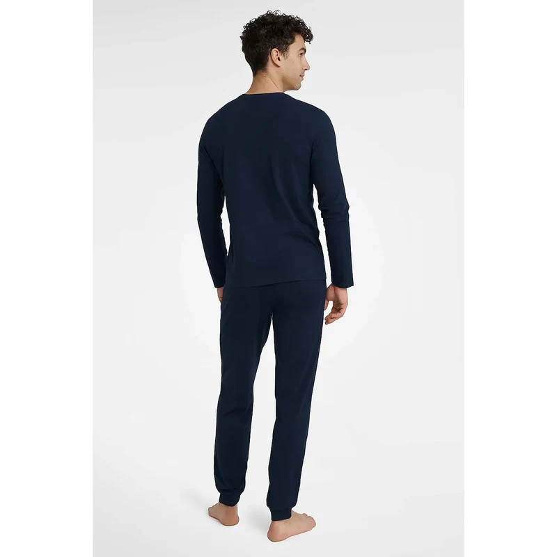 pyjama homme confortable moderne graphique coton mancheslongues pantalon cordonserrage bleuclair poignetsresserres respirant doux ajustementpersonnalisé