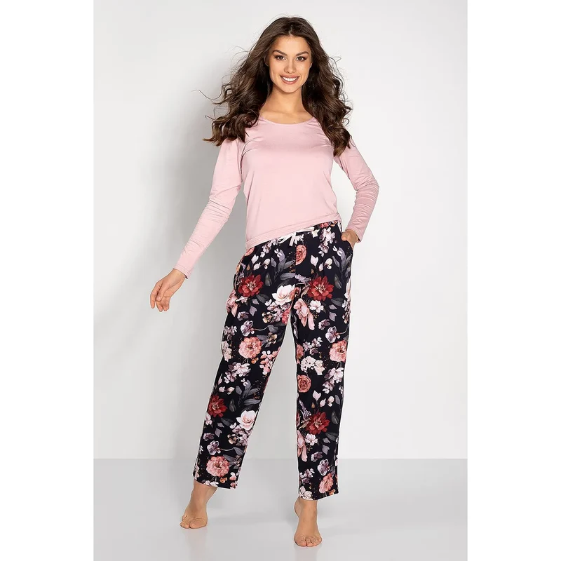 Pyjama coton viscose élasthanne manches longues col arrondi pantalon long ceinture élastique poches zippées confortable sexy doux respirant artisanale polonaise
