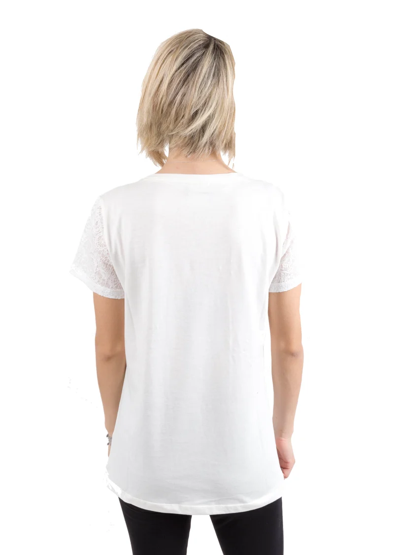 T-shirt Donna Manica Pizzo