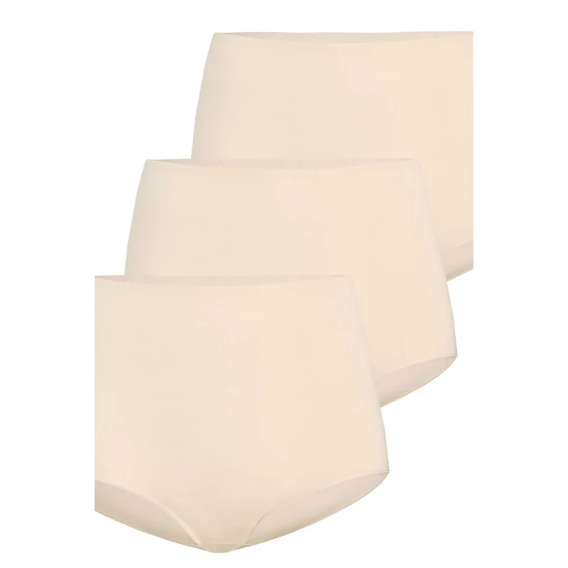 Ensemble de culottes en bambou高 taille haute beige 95% bambou 5% élasthanne comfort femmes minimalist antibactérien antifongique bien-être lingerie quotidienne