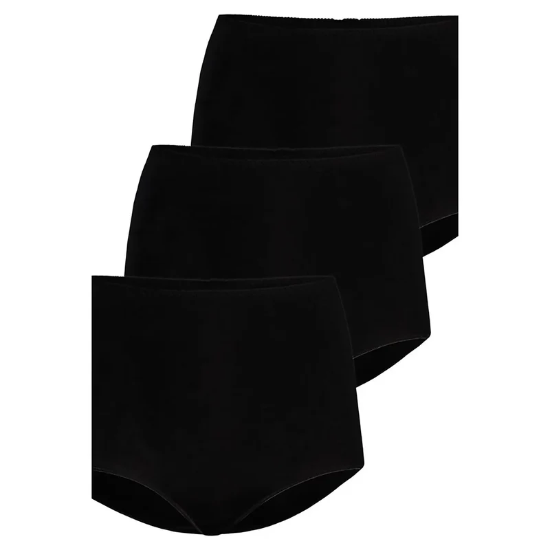 Ensemble culottes taille haute bambou noir lot trois maintien respirabilité douceur hypoallergénique coutures invisibles élastique fine