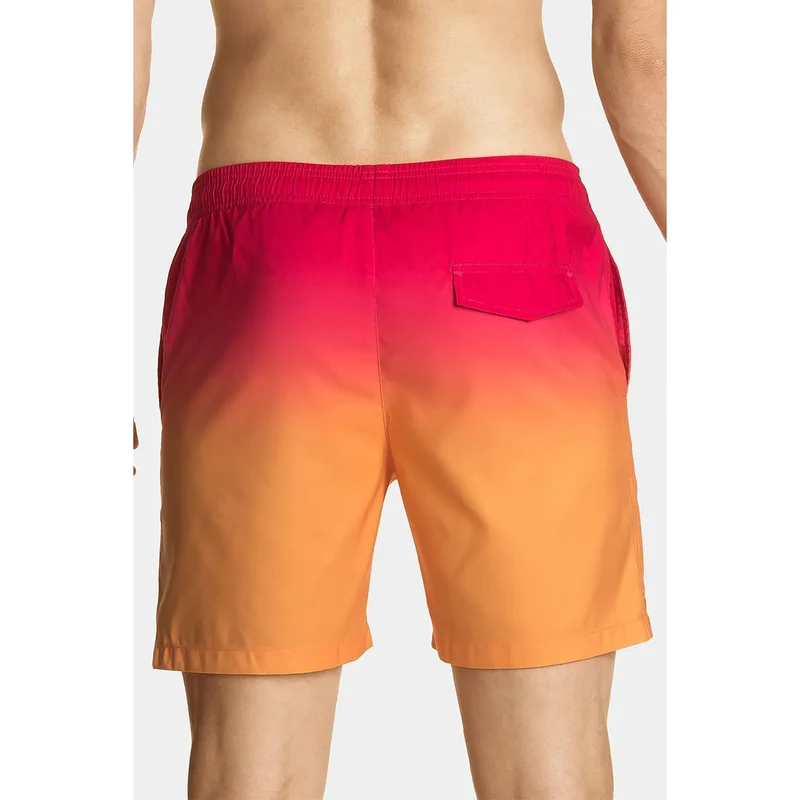 Short bain homme Atlantic polyester séchage rapide taille élastique cordon noir poches latérales dégradé rose orange