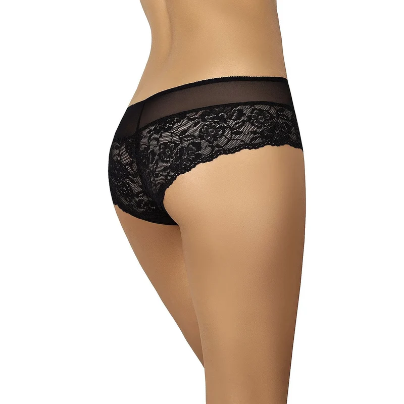 culotte transparente dentelle noire tulle floral sexy élégante confortable élastique doublée entrejambe découpes verticales affinante discrète sophistiquée sensuelle polyvalente durable