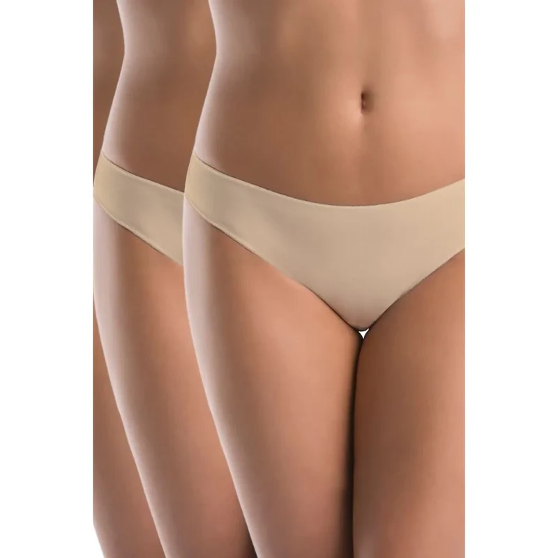 Ensemble de culottes en coton beige model 183354 Teyli taille basse sans couture doublure gusset invisible sous vêtements femmes lingerie discrète
