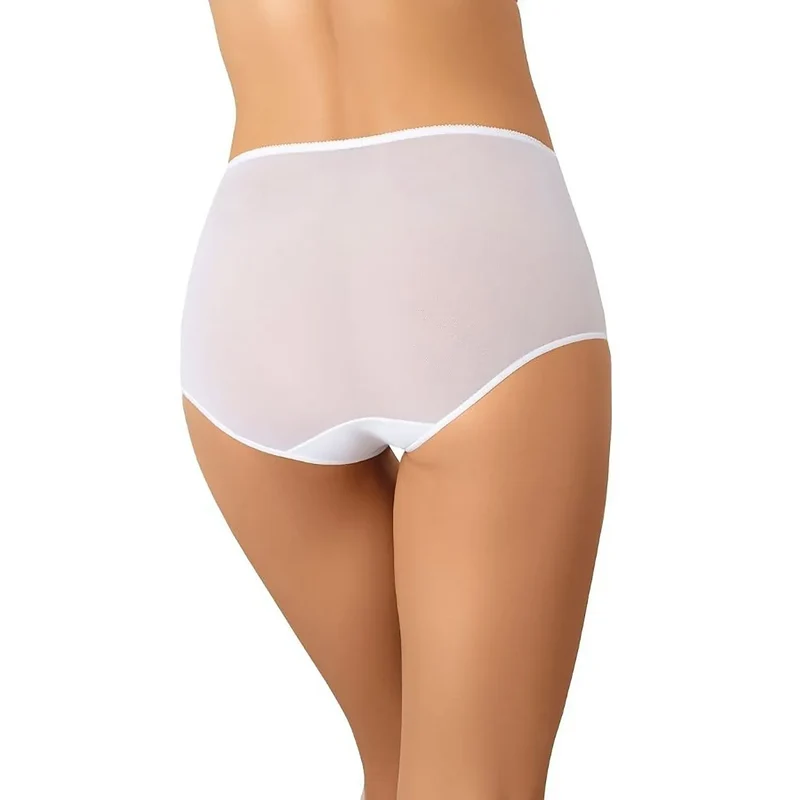 Ensemble de lingerie féminine 3 pièces taille haute maille blanche sexy couvrant fesses coton intérieur elastane polyester S XXL