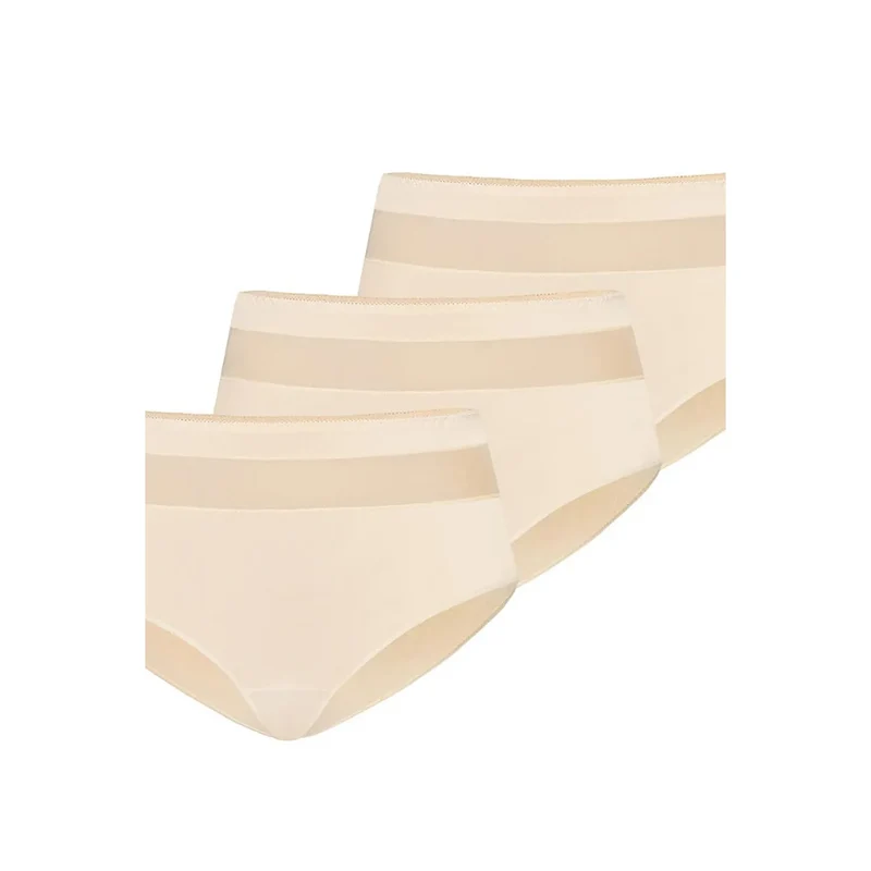 ensemble culottes taille haute beige lot trois coton doux élasthanne coupe classique moyenne invisible sous robes jupes claires