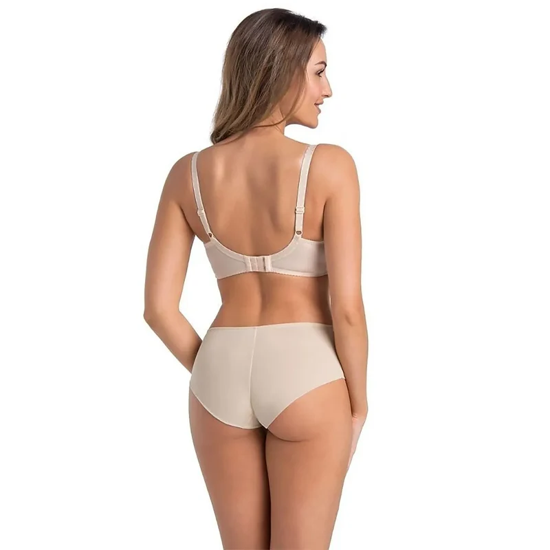 Culotte taille haute dentelle florale beige confort élégance soie lingerie féminine occasion spéciale Estel soutien-gorge sexy