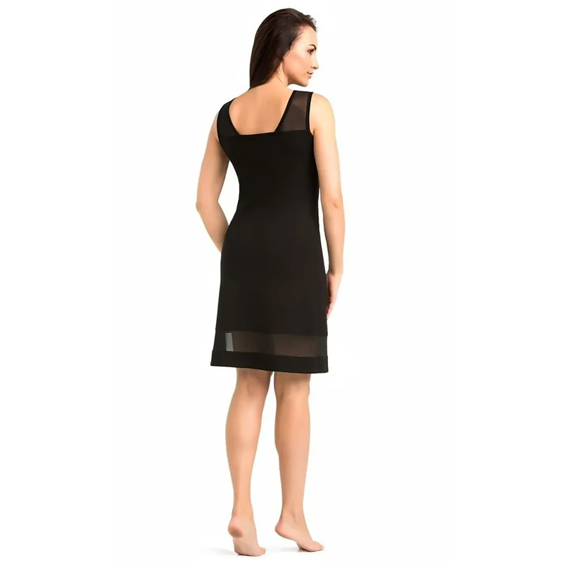 Chemise de nuit élégante noire maille V-neck A-shape viscose model 183148 Teyli femmes toutes tailles