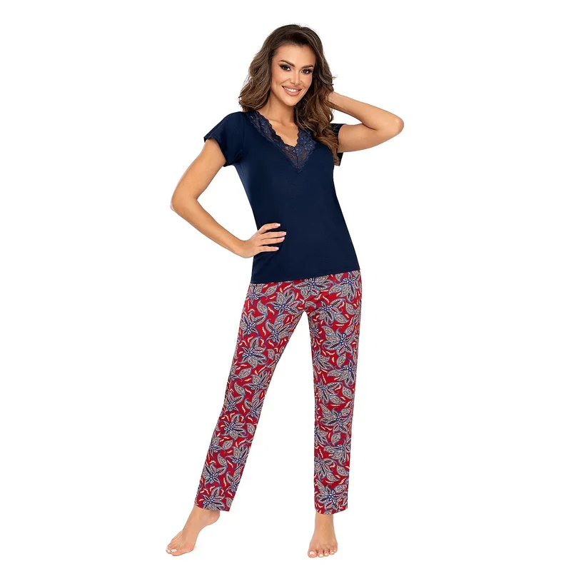 Pyjama femme nuit luxe confort design érotique pyjama deux pièces dentelle fleurs Orient taille ajustée
