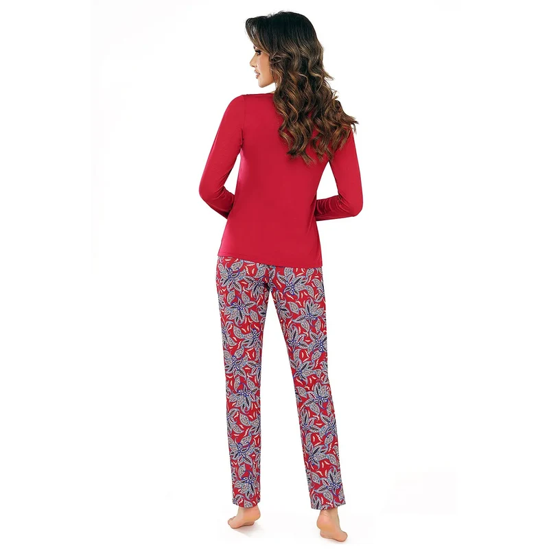 pyjama féminin sexy dentelle motifs floraux deux pièces confortable doux respirant viscose élasthanne manches longues coupe droite Pologne