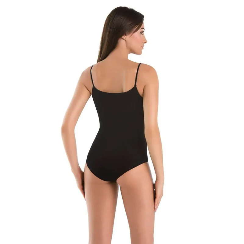 Body classique femmes noir fin bretelles viscose Lycra flexible silhouette modelant corsage semi-circulaire dos classique fermeture douce intime auto-agrippante