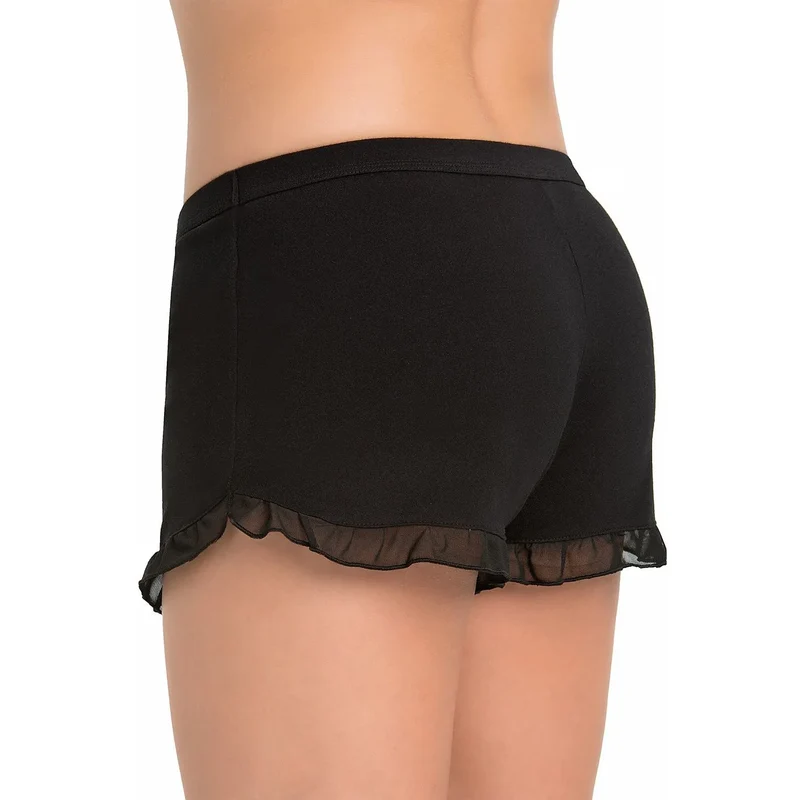 ensemble lingerie noir femme haut sans manches short volants ceinture élastique bretelles larges tissu léger confortable sensible romantique élégant intime