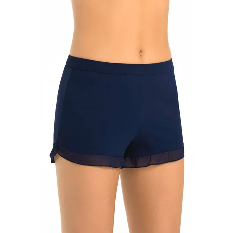 Shorty femme en viscose bleu marine, confortable et élégant, ajusté, volant, élastique, doux, design raffiné, lingerie de qualité