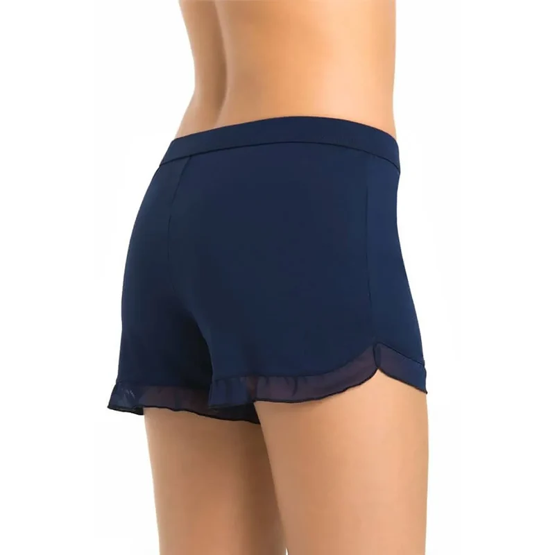 Shorty femme en viscose bleu marine, confortable et élégant, ajusté, volant, élastique, doux, design raffiné, lingerie de qualité
