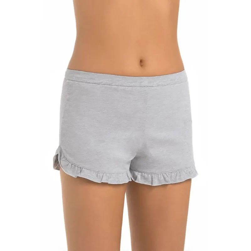 shorty femme gris viscose respirante douce extensible fronces volants ceinture élastique large maintien confortable discret invisible sans coutures élégant quotidien