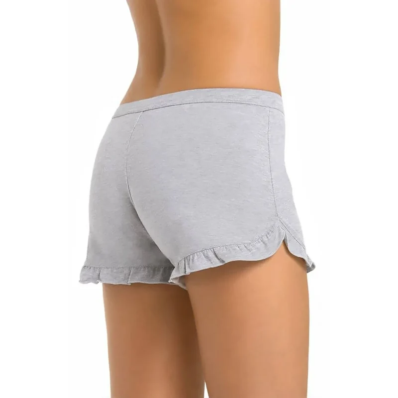 shorty femme gris viscose respirante douce extensible fronces volants ceinture élastique large maintien confortable discret invisible sans coutures élégant quotidien