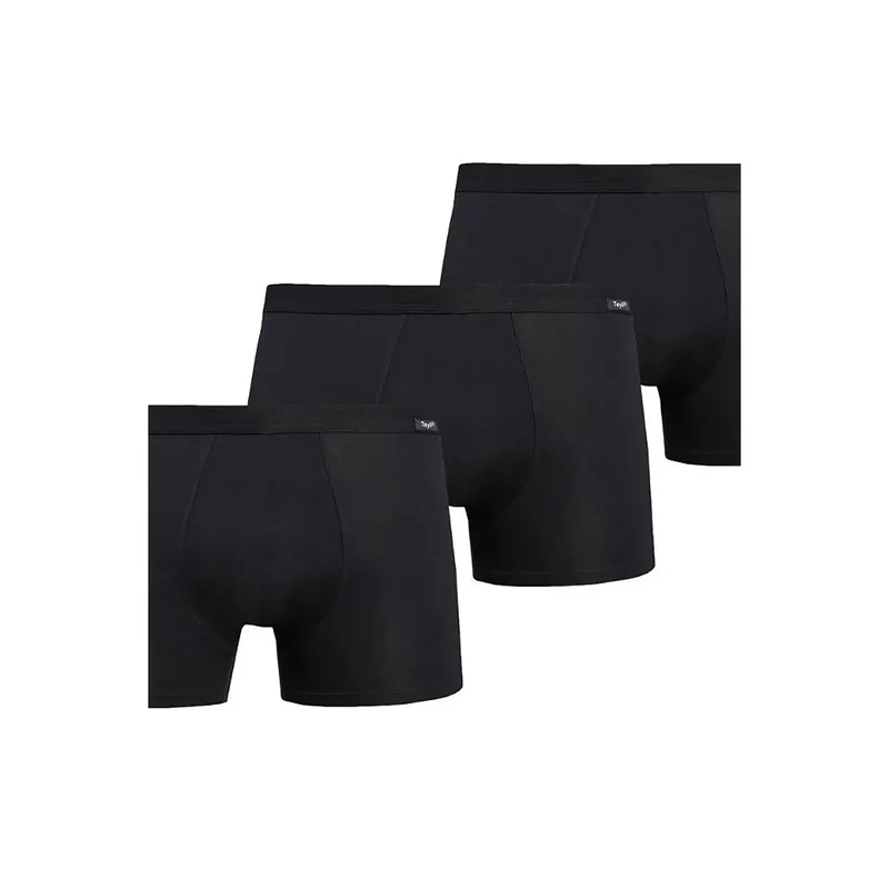 Ensemble de boxers homme coton élastane taille élastique ajustement confortable style classique couleur noire 3 pièces