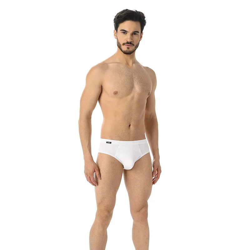 Ensemble slips homme coton élasthanne taille basse blanc neige trois pièces confort respirant ceinture élastiquée coutures minimales