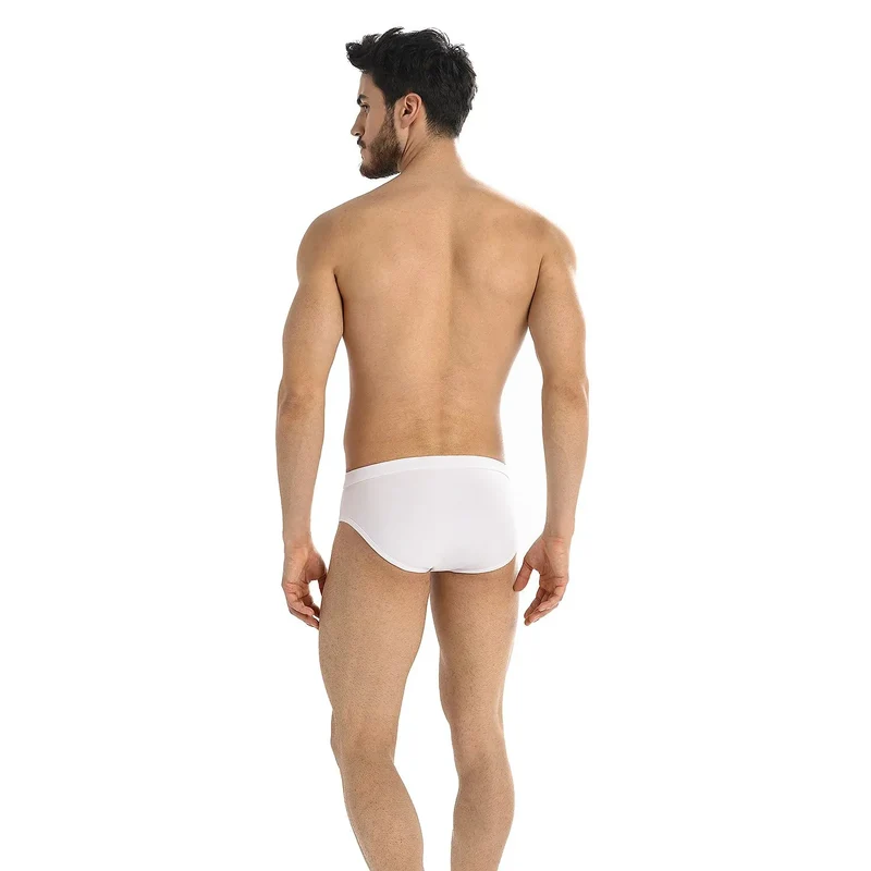 Ensemble slips homme coton élasthanne taille basse blanc neige trois pièces confort respirant ceinture élastiquée coutures minimales