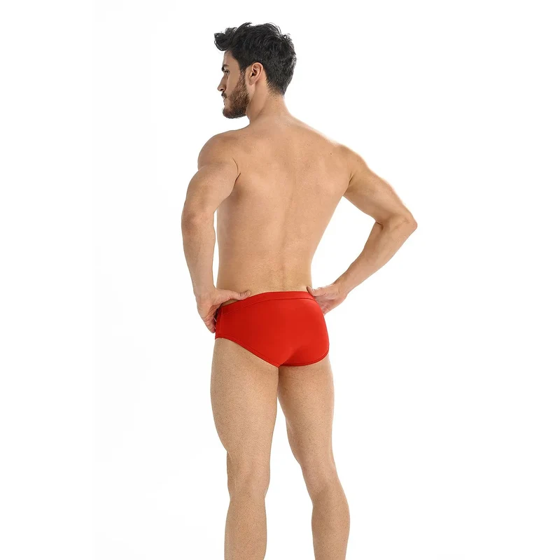 Slip homme rouge vif en coton élastique Teyli modèle 182950 coupe classique sans coutures discrétion garantie