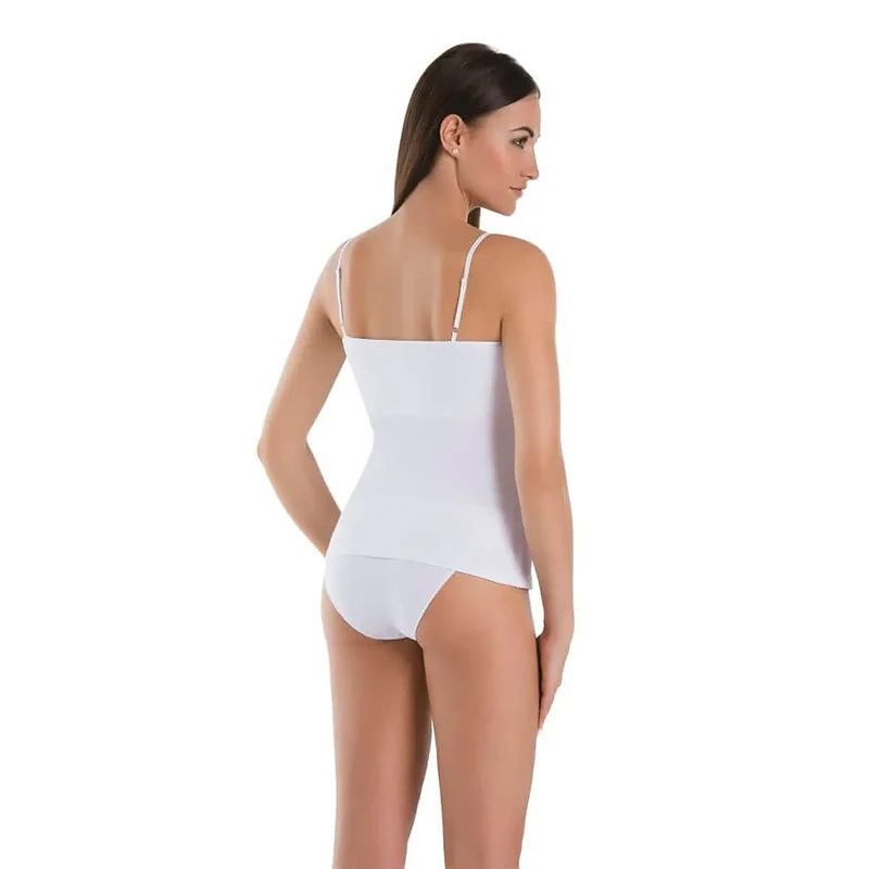 Ensemble de lingerie féminine débardeur culotte coton élastane ajustée bretelles réglables style épuré comfort elegance blanc