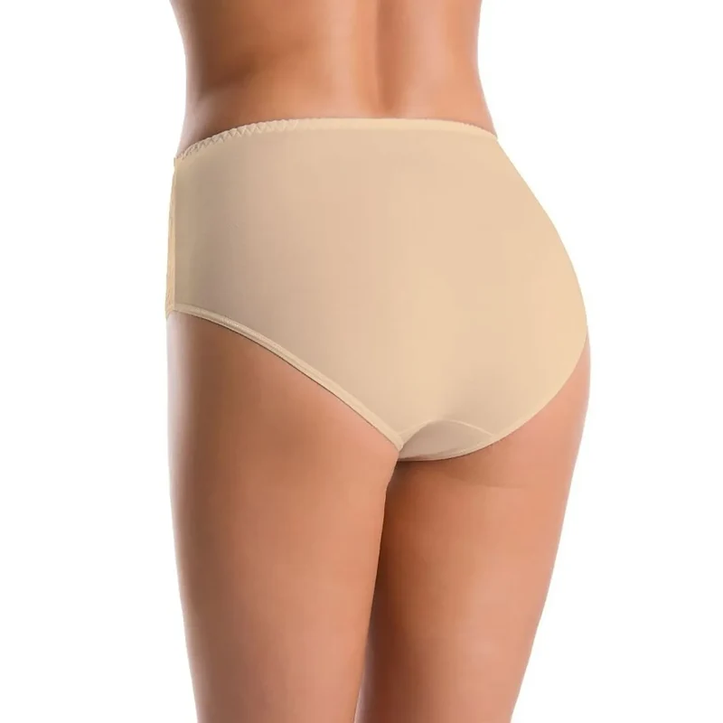 ensemble culottes féminines taille haute beige dentelle florale transparente coton élasthanne respirantes douces extensibles maintien confortables silhouette flatteuses discrètes hypoallergéniques