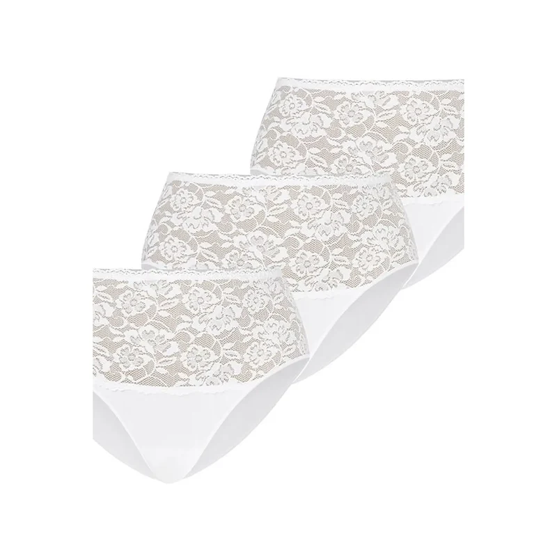 Ensemble de 3 culottes en dentelle Taille haute Finitions élastiques Motifs floraux Lingerie féminine Confort Taille Hanche Matériaux doux
