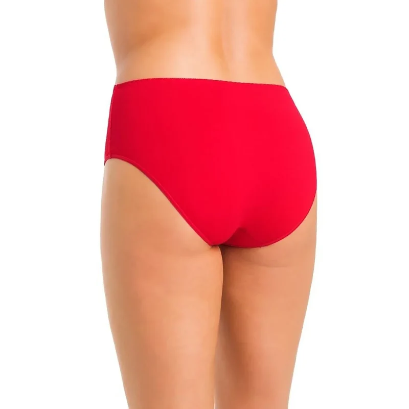 Culottes dentelle rouge floral lingerie élégante femme confortable coton élasthanne taille haute maintien doublure intime sexy