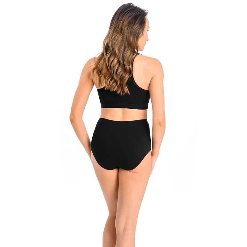lot triple culottes noires taille haute coton elasthanne extensible doux maintien couvrant bande tulle resille sensuelle quotidien confortable durable hypoallergénique