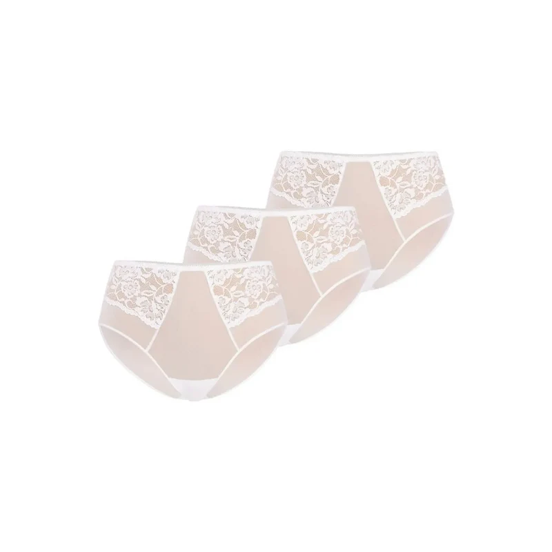 ensemble culottes taille haute féminine dentelle florale beige clair coton doux extensible bordures élastiques couvrance modérée lot triple