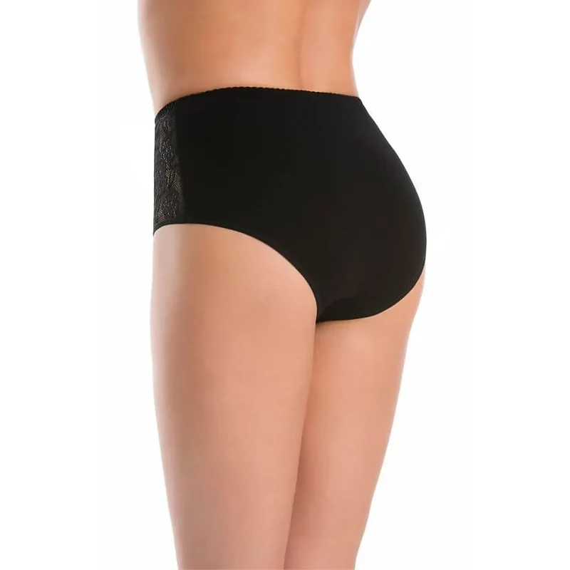 ensemble culottes dentelle noire taille haute lot trois coton elasthanne élastique inserts latéraux floraux coutures discrètes maintien confort