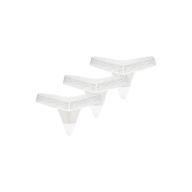 Ensemble strings dentelle blanche élastique confortable tailles multiples doublure coton respirabilité finition soignée motifs floraux silhouette épurée maintien sécurisé quotidien