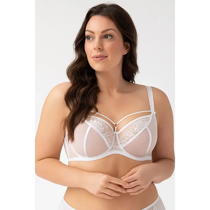 soutien gorge Gorsenia dentelle tulle blanc floral transparent maintien armatures bretelles ajustables agrafes confortable respirant raffiné