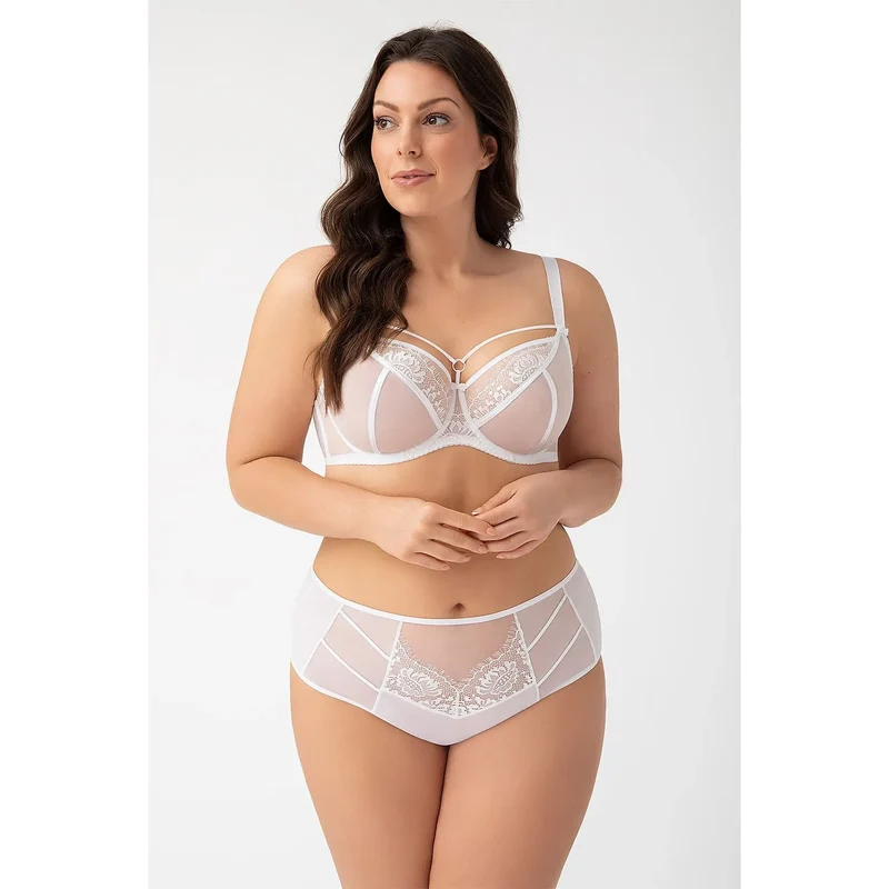 soutien gorge Gorsenia dentelle tulle blanc floral transparent maintien armatures bretelles ajustables agrafes confortable respirant raffiné