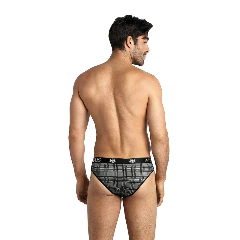 Slip homme élégance intemporelle motif carreaux noir gris ceinture élastique logo floral maintien discret extensible respirant confort silhouette impeccable