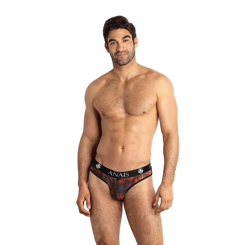 Slip sexy Anais pour homme, haute qualité, confort, ceinture élastique large,多 tailles disponibles, couleur noire motifs feuilles