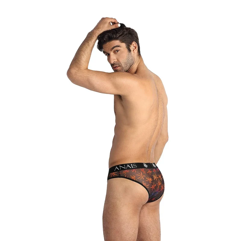 Slip sexy Anais pour homme, haute qualité, confort, ceinture élastique large,多 tailles disponibles, couleur noire motifs feuilles