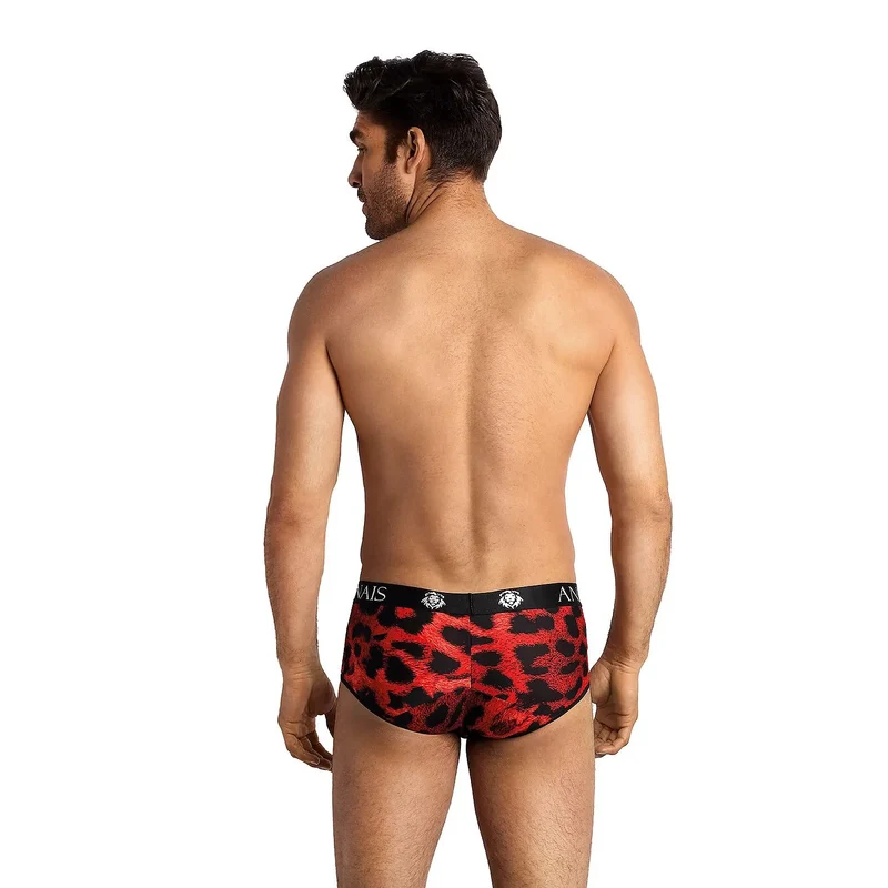 Boxeur sexy pour homme imprimé léopard rouge elasthanne 20% polyamide 80% taille ajustable discrétion garantie