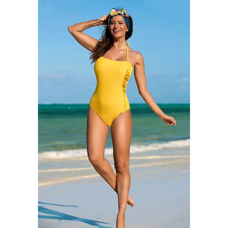 Maillot de bain une pièce jaune Madora 179497 confort élégance soutien-gorge rembourré tissu lisse séchage rapide plage piscine