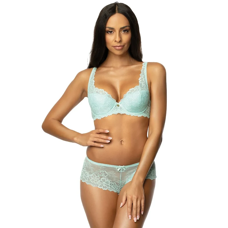 culotte dentelle florale pastel vert menthe douce élégante sensuelle raffinée séduisante transparente extensible élastique confortable tailles variées nœud