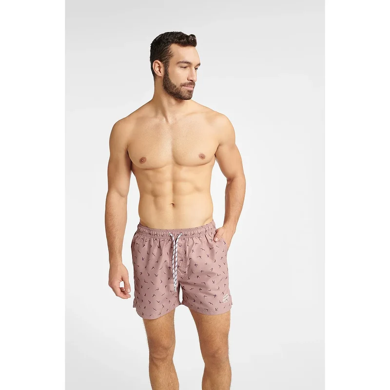Short de bain pour homme design ombres d'oiseaux rose pâle polyester nylon élastique ajustable plage piscine confortable style moderne