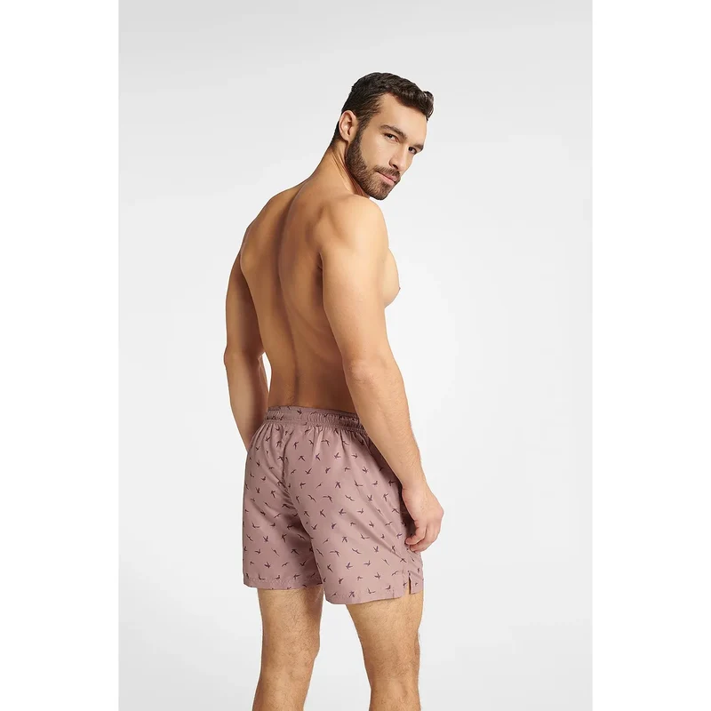 Short de bain pour homme design ombres d'oiseaux rose pâle polyester nylon élastique ajustable plage piscine confortable style moderne