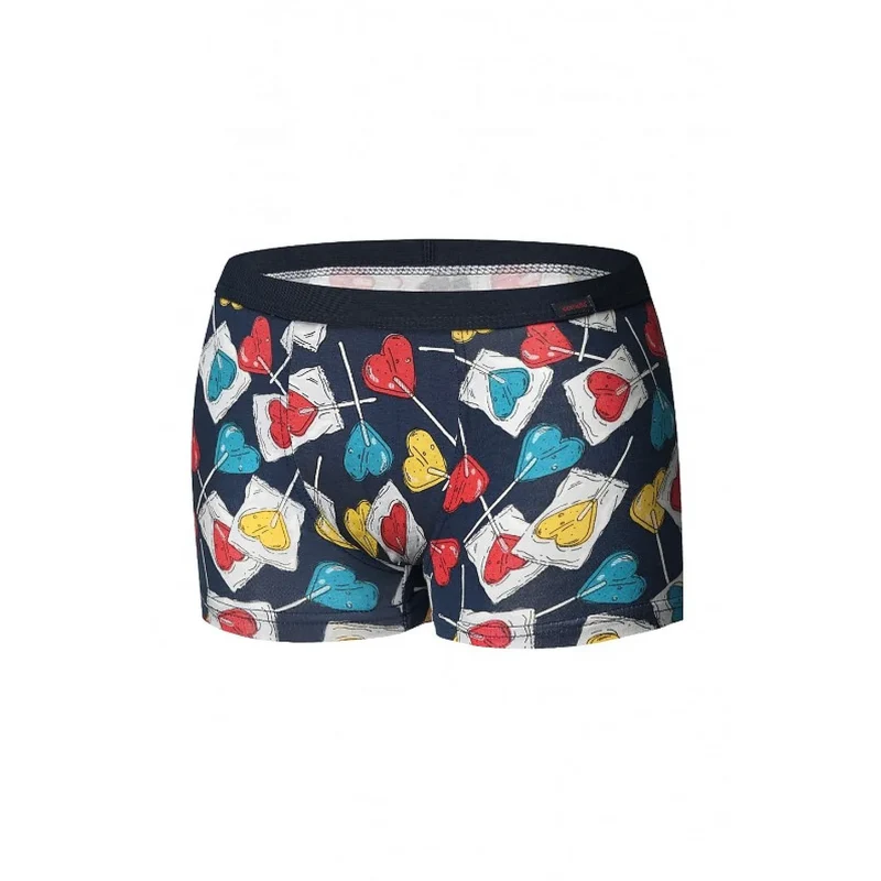 Boxer homme motif sucettes coeur multicolore coton elasthanne taille elastique confort ajusté coupe moderne douceur marine