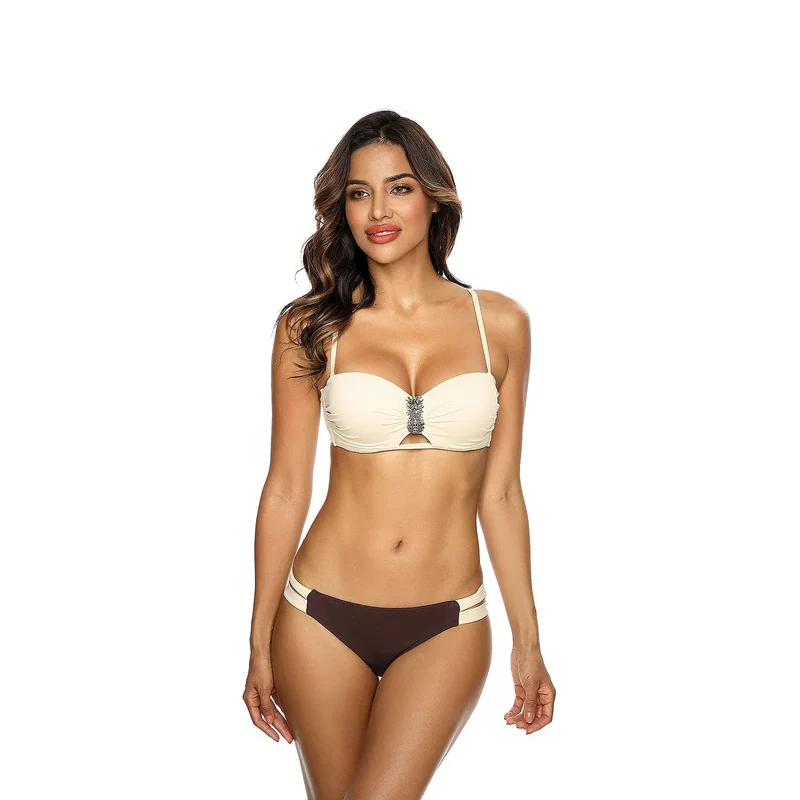 Maillot de bain deux pièces Etna bandeau bikini bretelles ajustables détails ornementaux elasthanne polyamide plage piscine