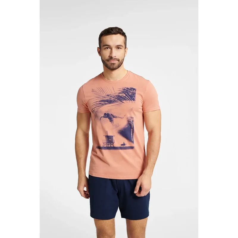 Pyjama homme deux-pièces design surf graphique palmiers surfeur coton doux respirant confort intimité romantique nuits en amoureux