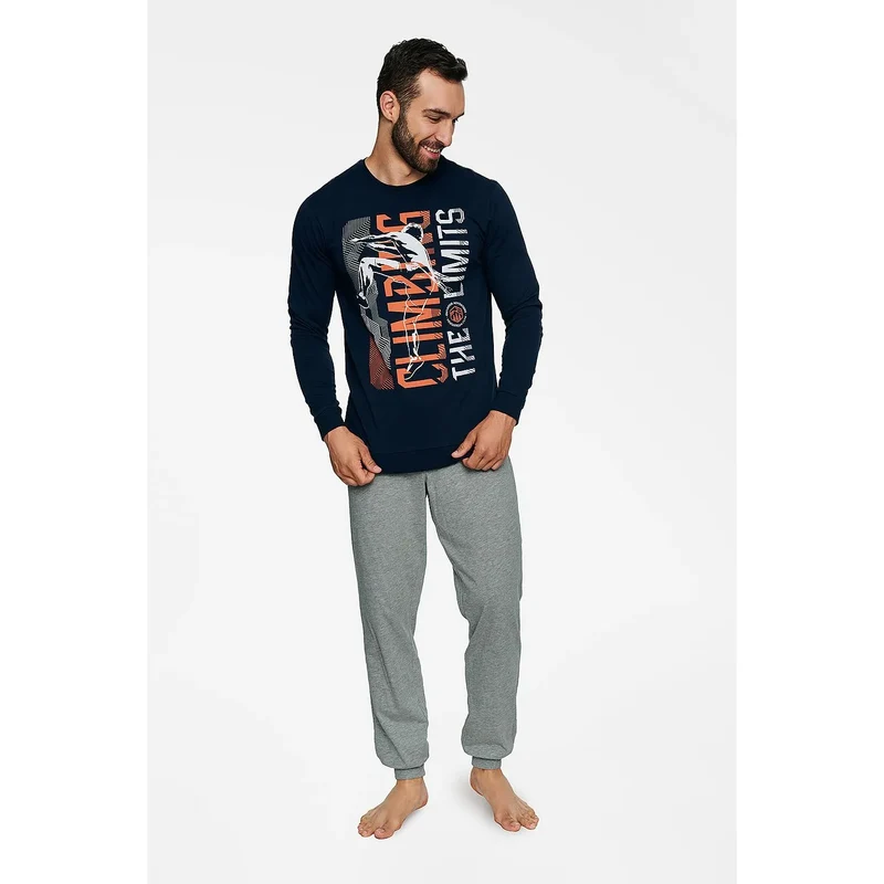 Pyjama homme design graphique coton élasthanne confortable loungewear détente nuit détendue vêtements homme ensemble détente
