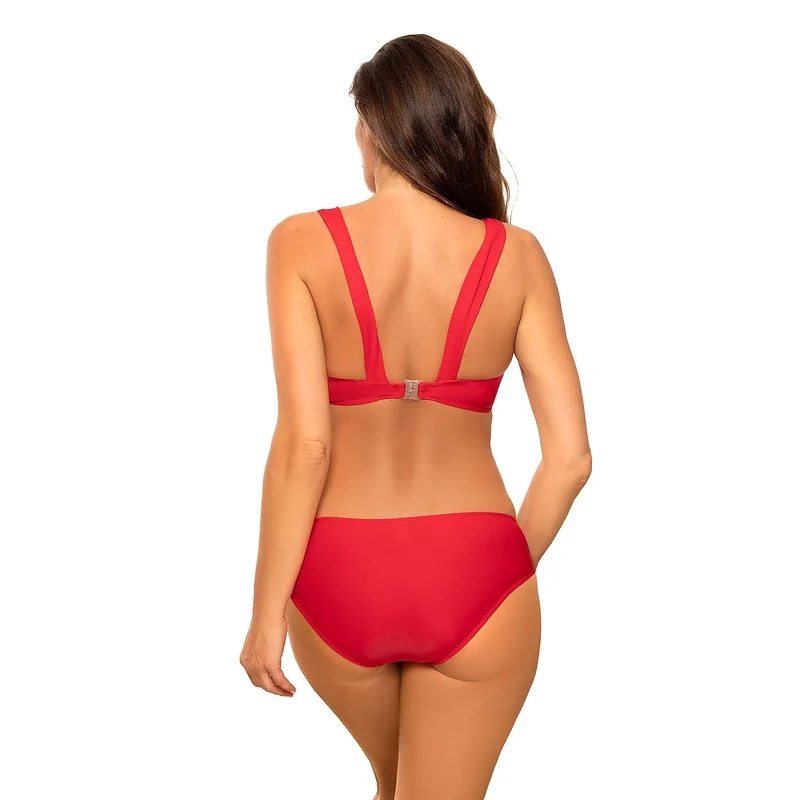 Maillot de bain deux pièces sexy Bardot Marko 165862 soutien-gorge push-up bijoux ornements fermeture dos tissu lisse culotte doublée elasthanne polyamide