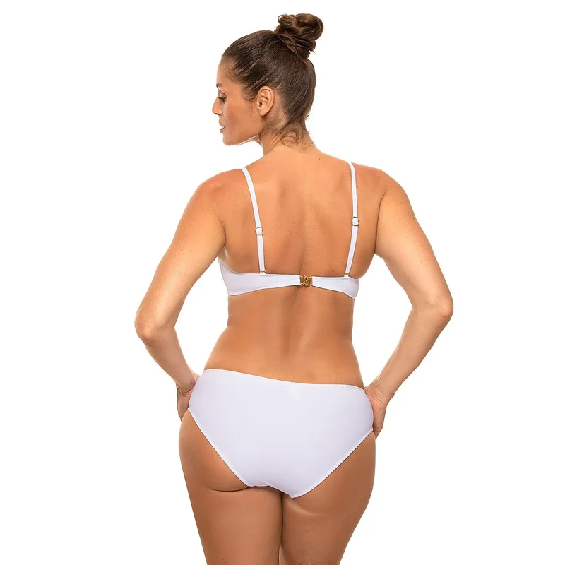 Maillot de bain deux pièces effet push-up soutien-gorge bardot Culotte haute tissu italien Carvico Tessuti plage piscine